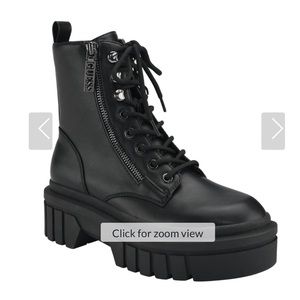 GUESS Women’s Black Ferina Black Combat Boots